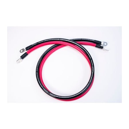 Inverters R Us Spartan Power Battery Cable Set with 3/8" Ring Terminals, 1/0 AWG, 3 ft, Black & Red SP-3FT1/0CBL38